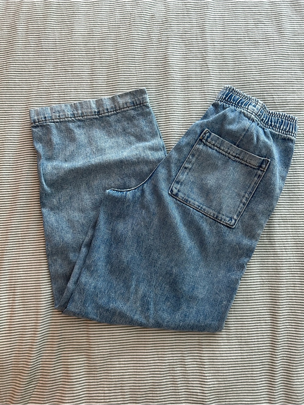 GAP Wide-Leg Light Blue Denim Pants with Elastic Waist